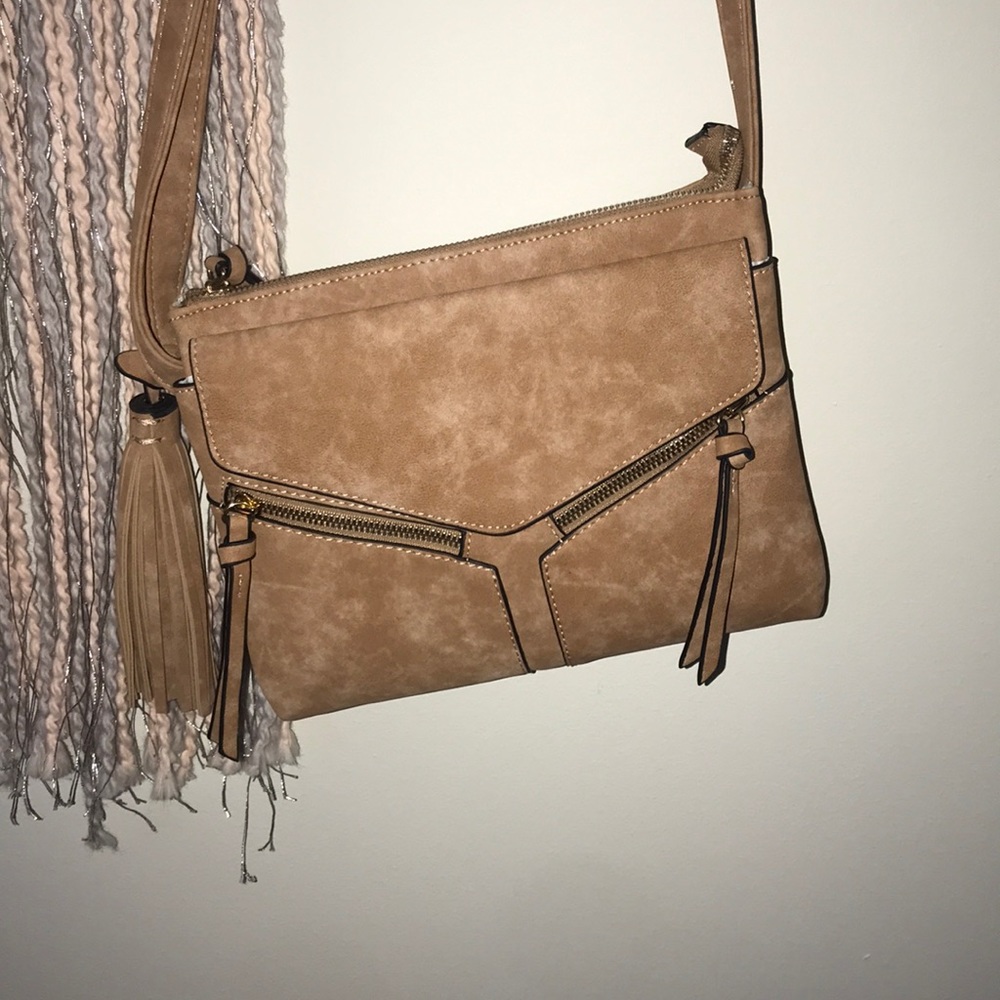 Tan suede crossbody